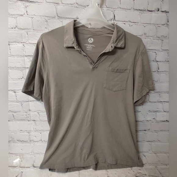 American Giant Other - American Giant Mens Large Polo Well Worn Short Sleeve Cotton Grey Pocketed Shirt